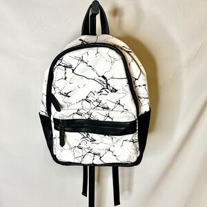 Guess Leather Backpack Black and White Marble Design